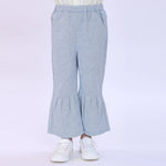 Light Grey Blue Solid Pants for Girls Image