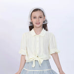 Light Yellow Jacquard Shirt for Girls Image