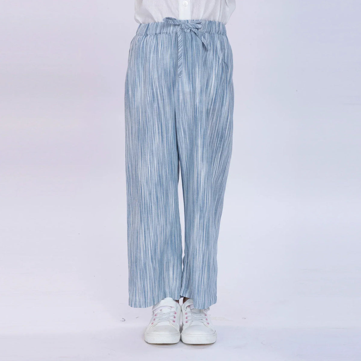 Grey Blue Striped Pants for Girls Image