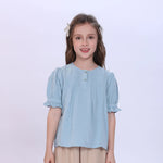Light Blue Plain Blouse for Girls Image