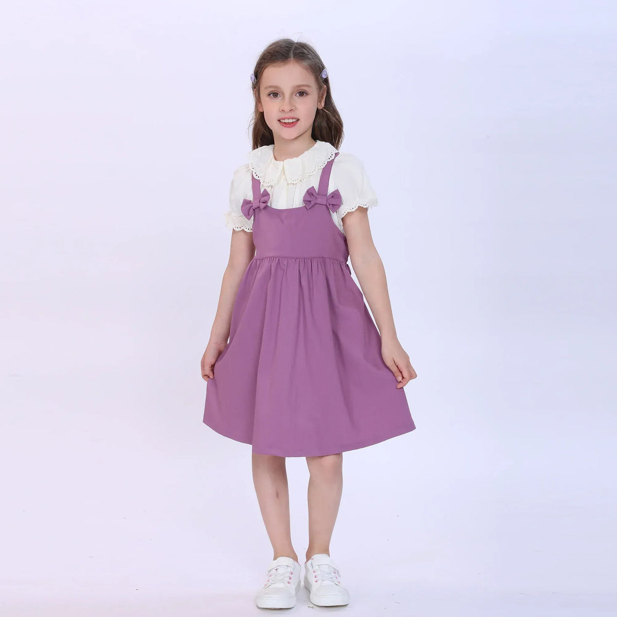 Purple Plain Dress for Girls Image