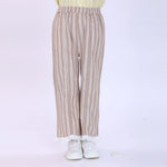 Light Coffee Striped Pants for Girls Image