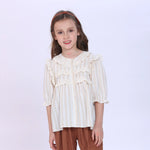 Beige Striped Shirt for Girls Image