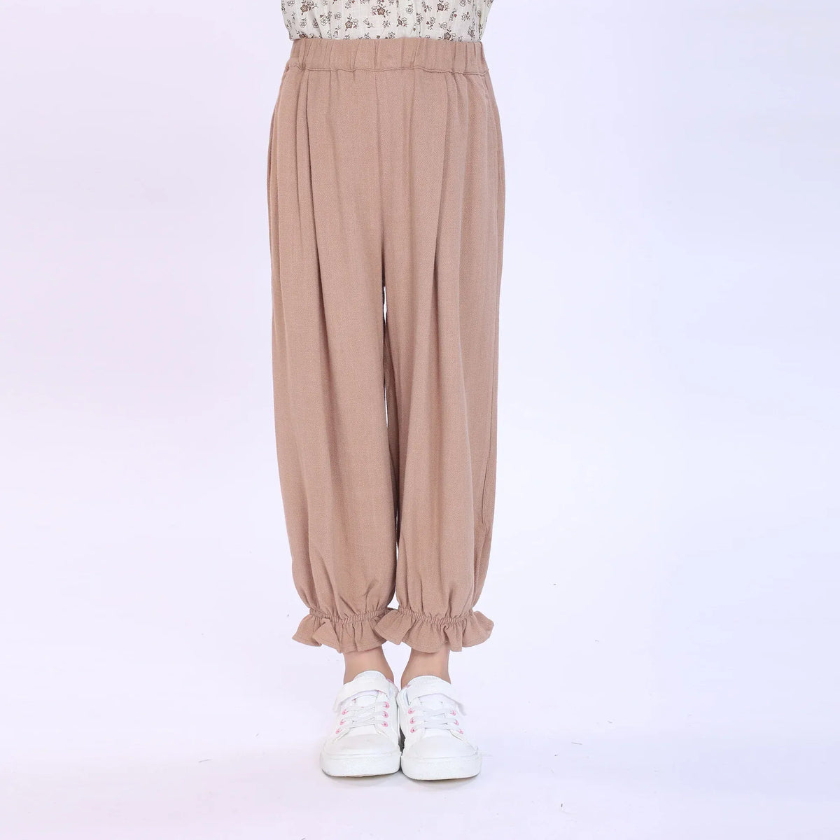 Light Coffee Plain Pants for Girls Image