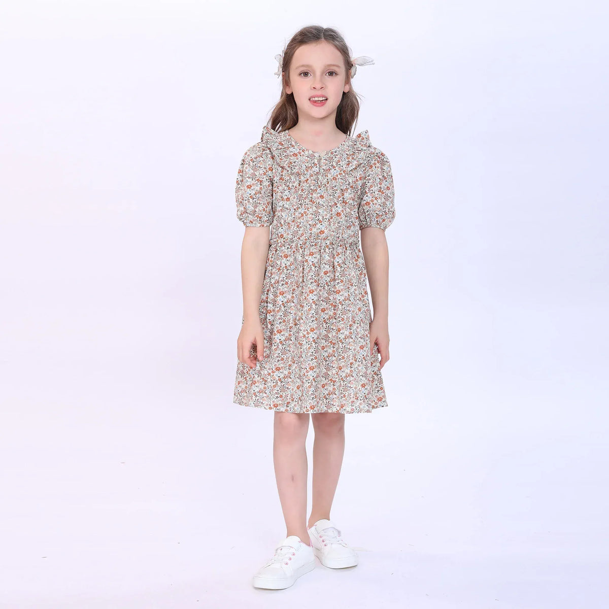 Orange Floral Dress for Girls Image
