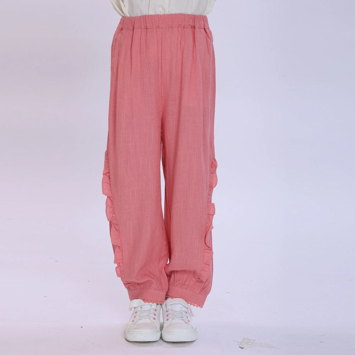 Bean Pink Plain Pants for Girls Image