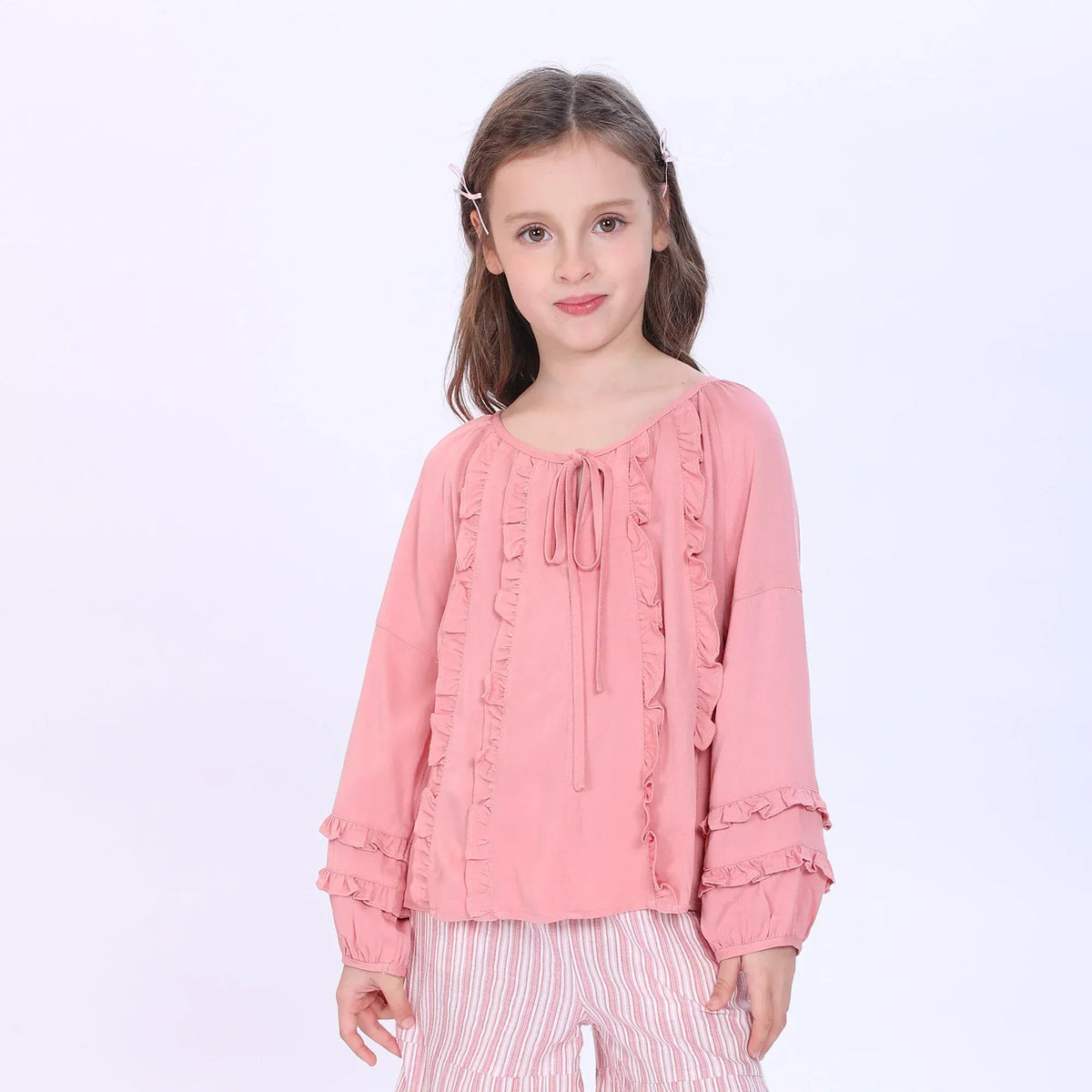 Bean Pink Plain Blouse for Girls Image
