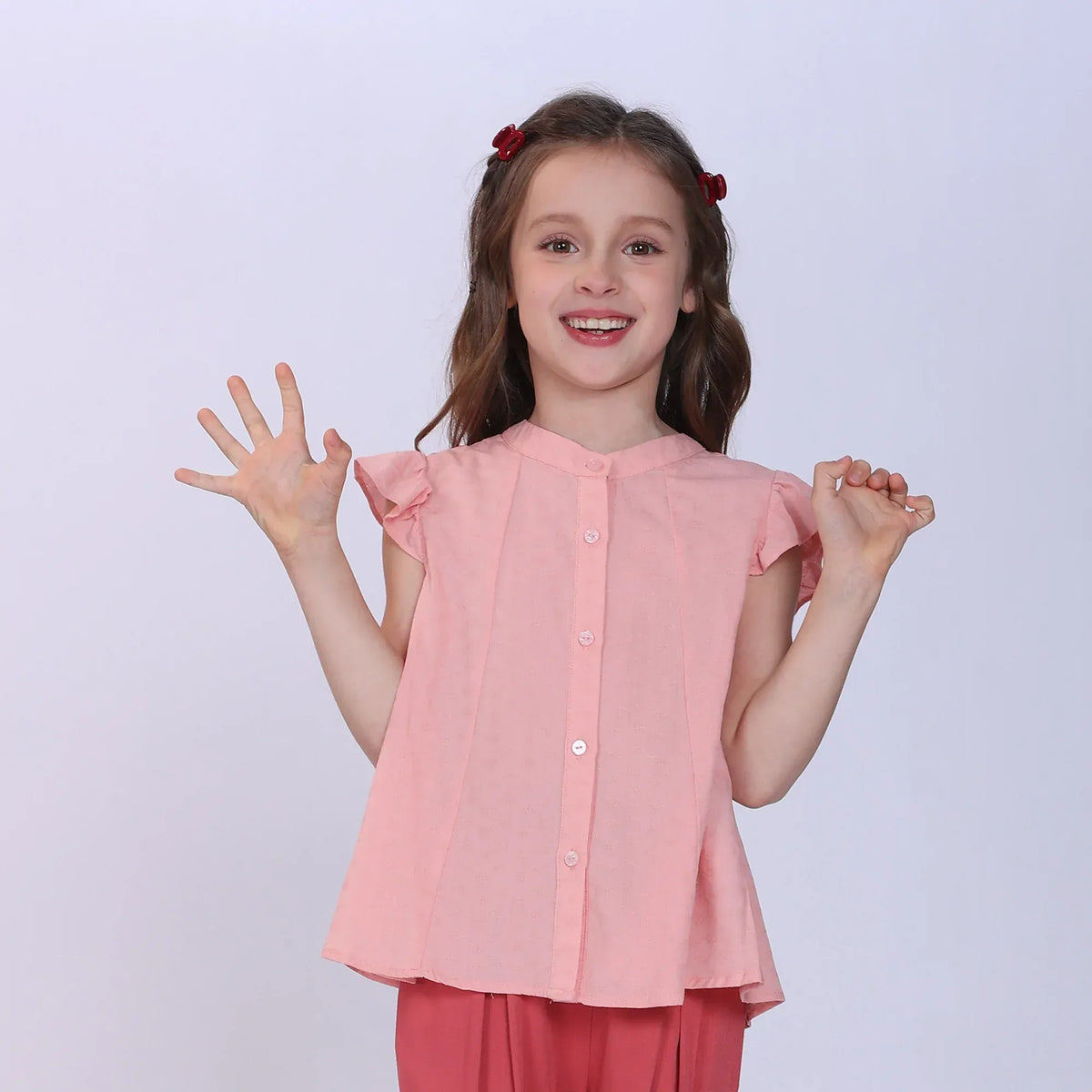 Light Pink Jacquard Shirt for Girls Image