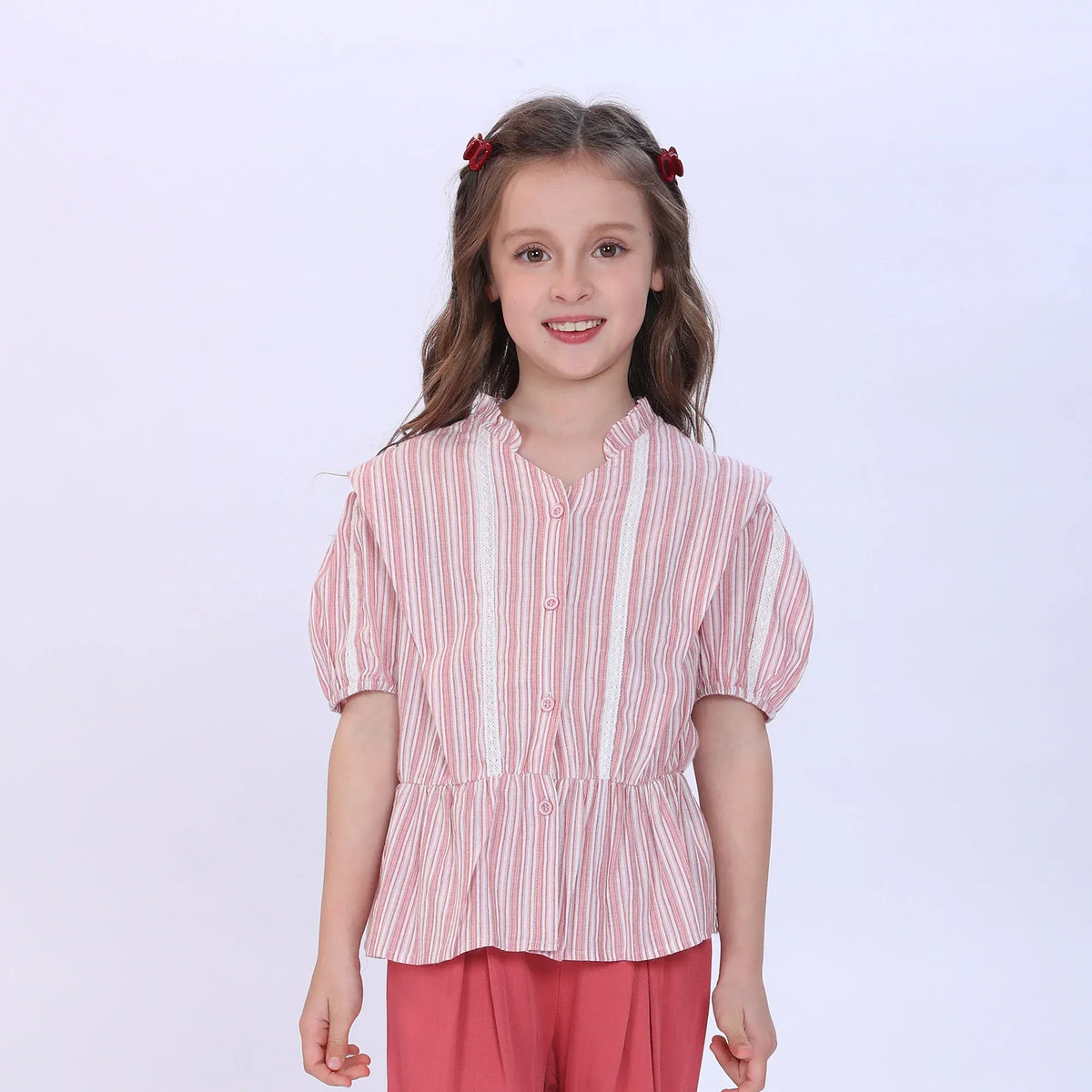 Pink Striped Shirt for Girls Image