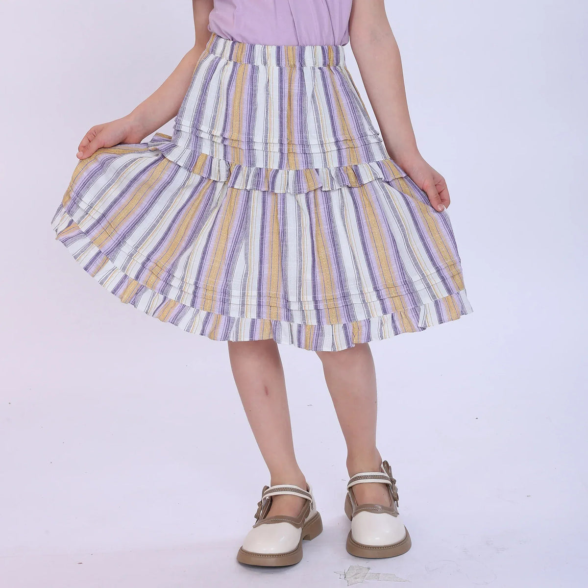 Purple Striped Skirt for Girls Image