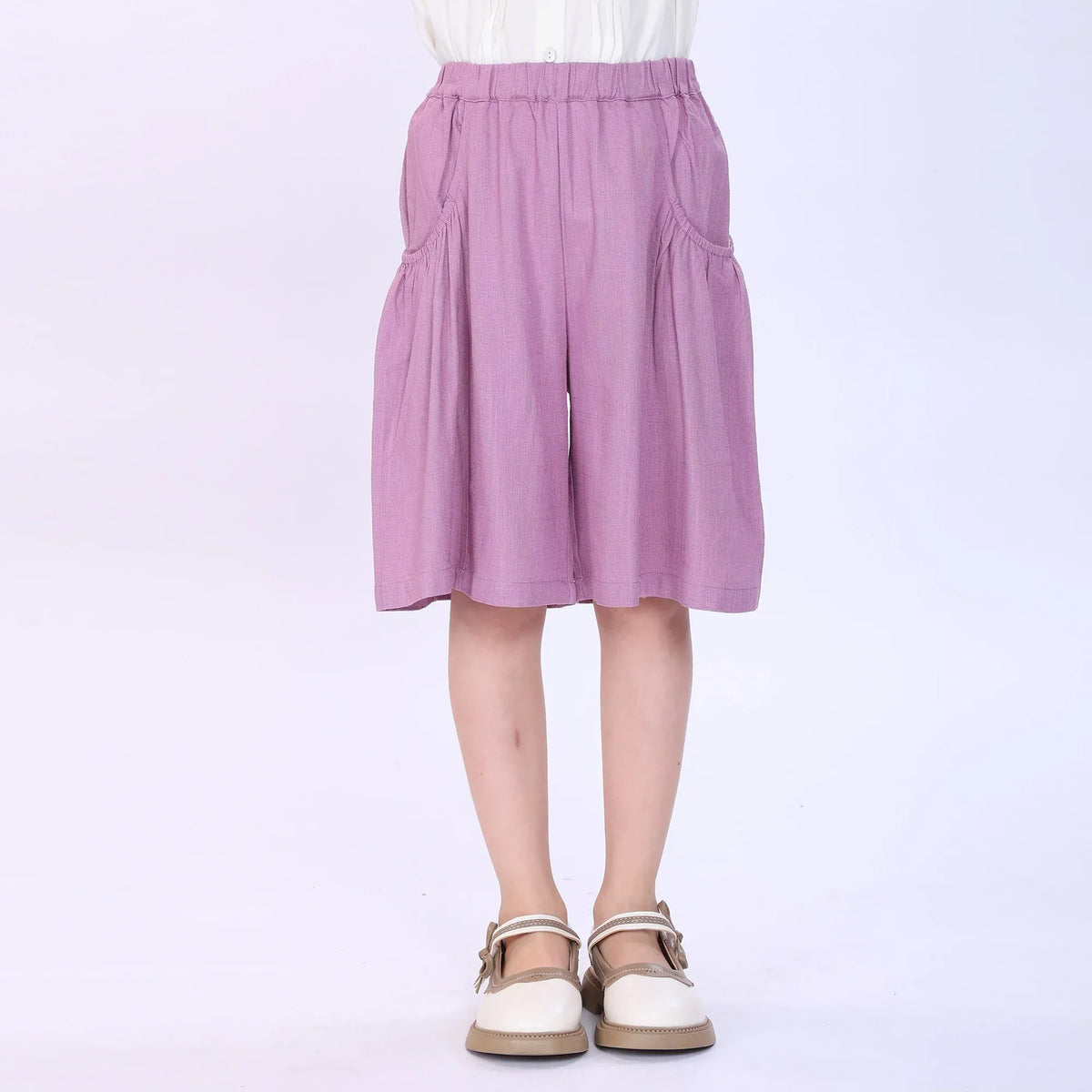 Purple Plain Shorts for Girls Image