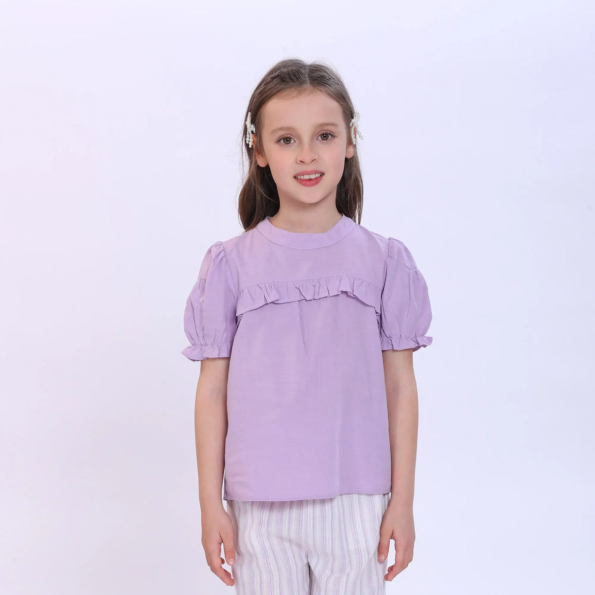Purple Plain Blouse for Girls Image