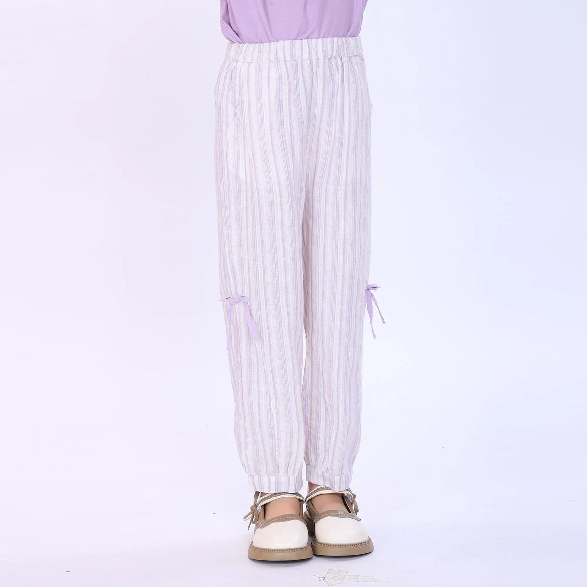 Purple Striped Pants for Girls Image