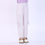 Purple Striped Pants for Girls Image
