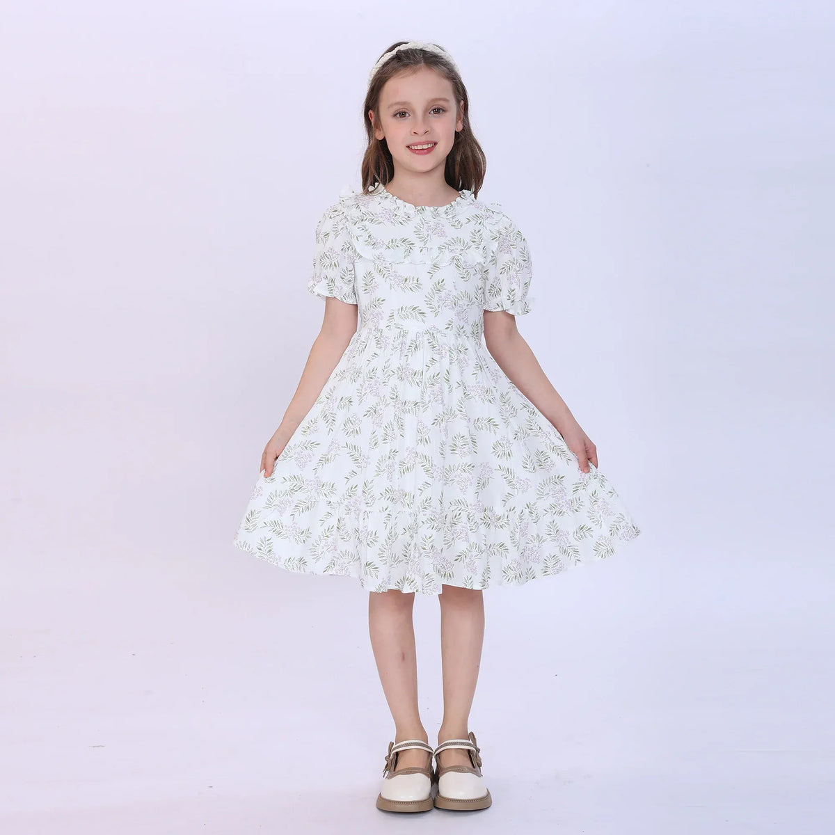 White Floral Dress for Girls Image