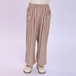 Coffee Striped Pants for Girls Image