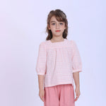 Pink Checked Blouse for Girls Image