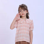 Pink Checked Blouse for Girls Image