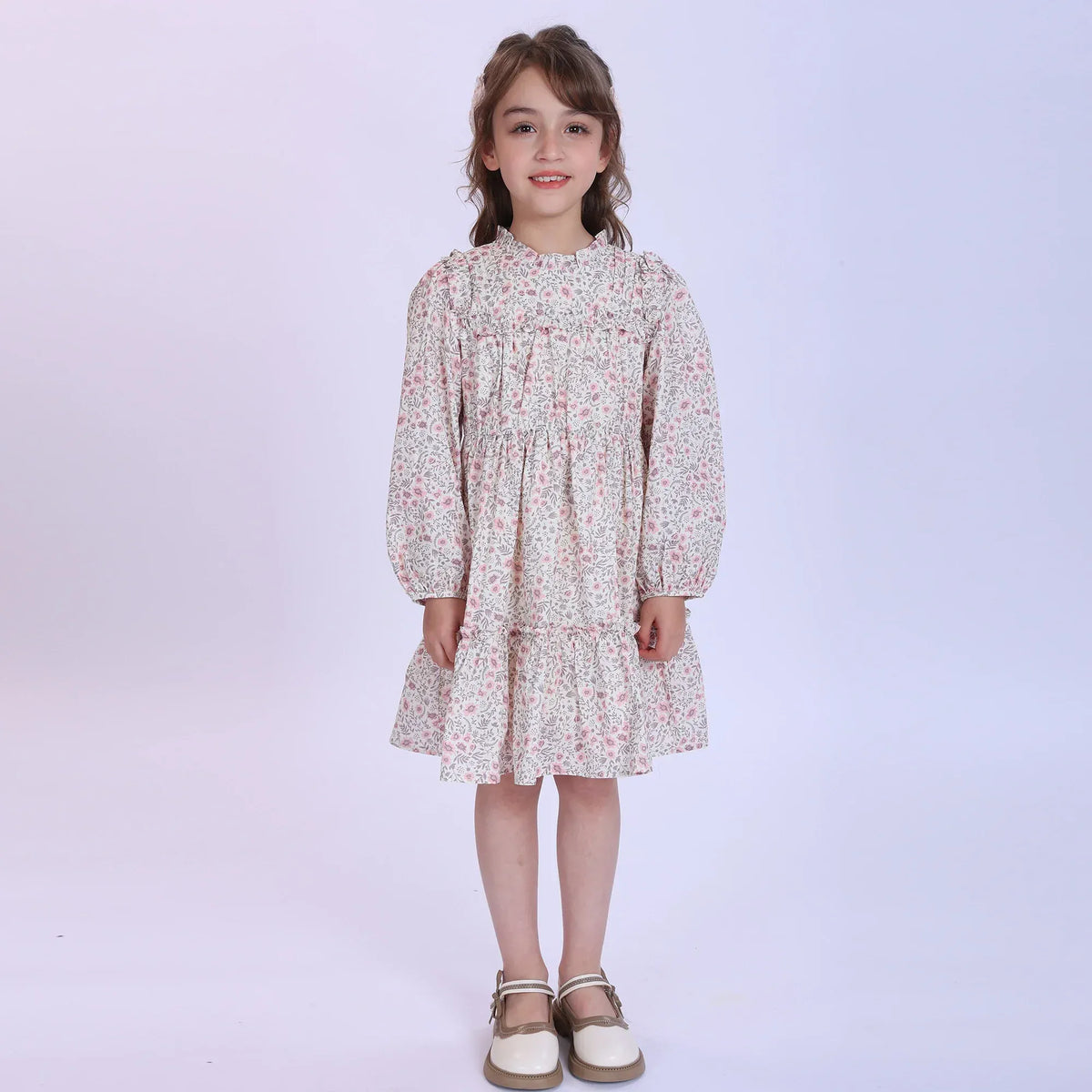 Pink Floral Dress for Girls Image