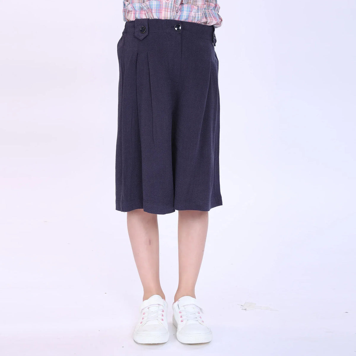 Dark Grey Blue Plain Shorts for Girls Image