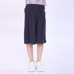 Dark Grey Blue Plain Shorts for Girls Image
