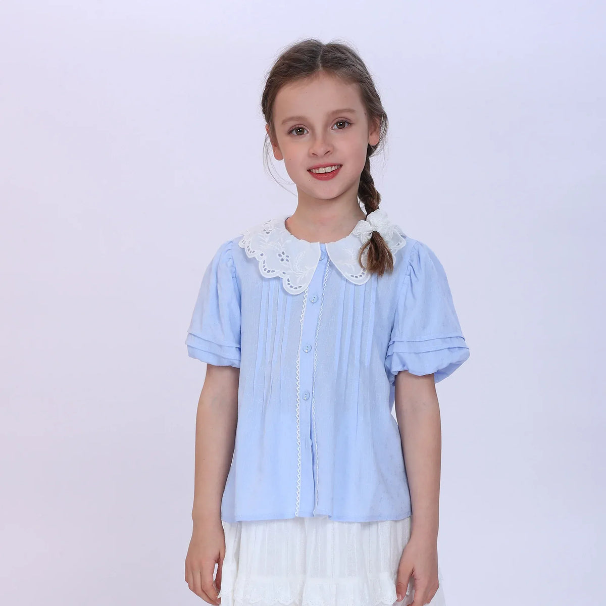 Blue Jacquard Shirt for Girls Image