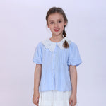 Blue Jacquard Shirt for Girls Image