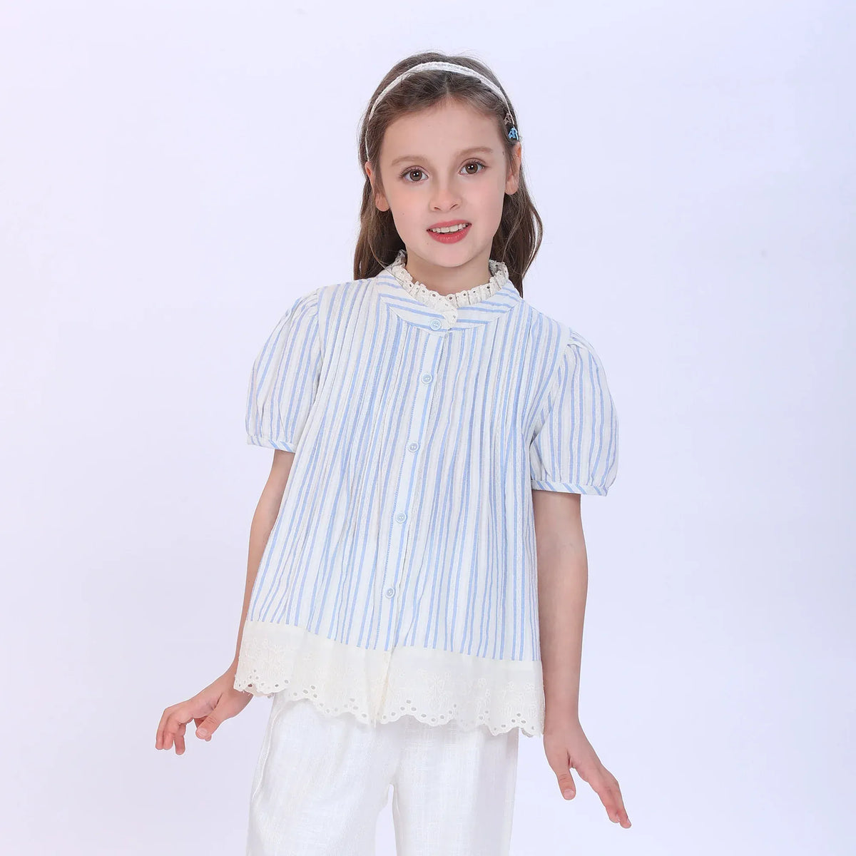 Blue Striped Shirt for Girls Image