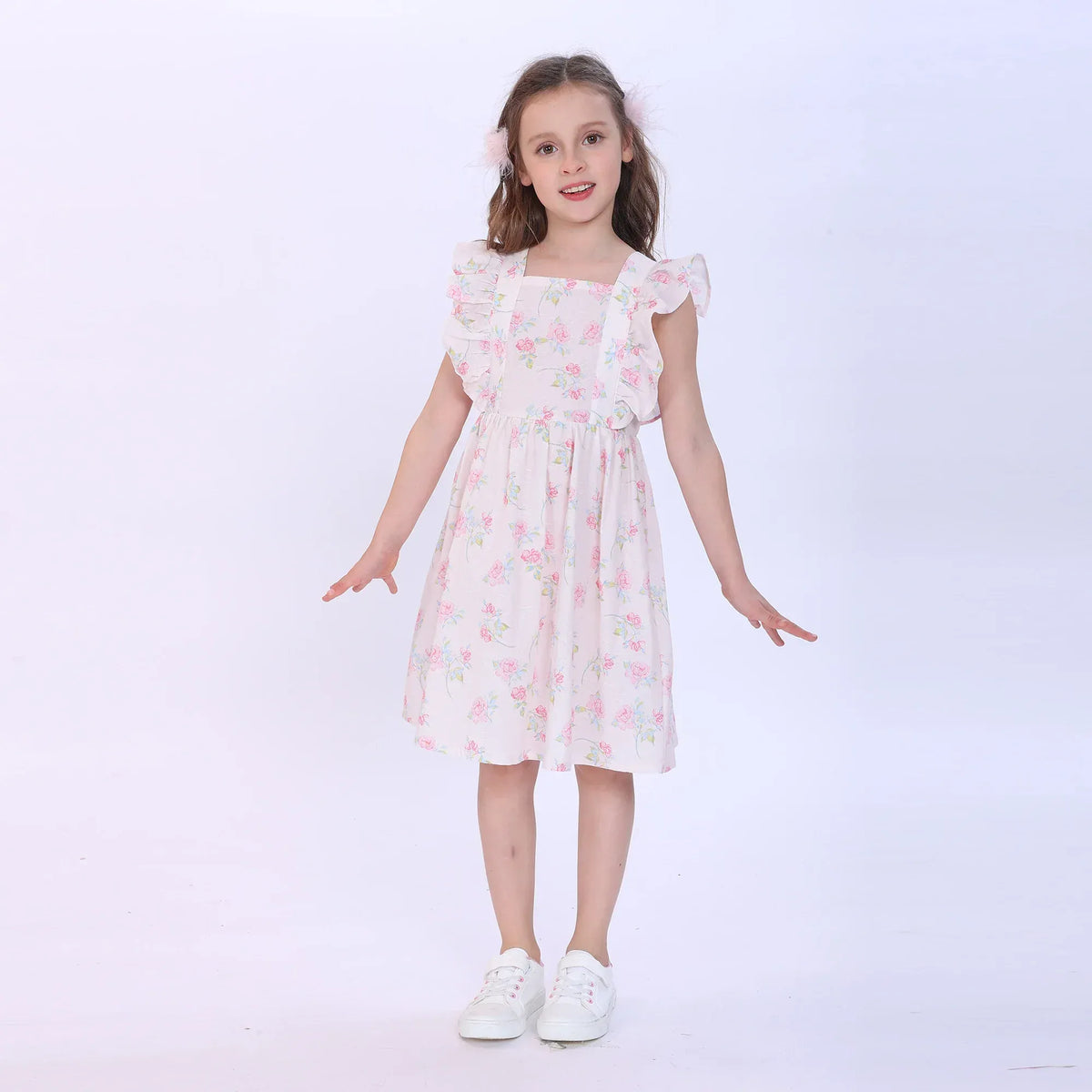 Pink Floral Dress for Girls Image