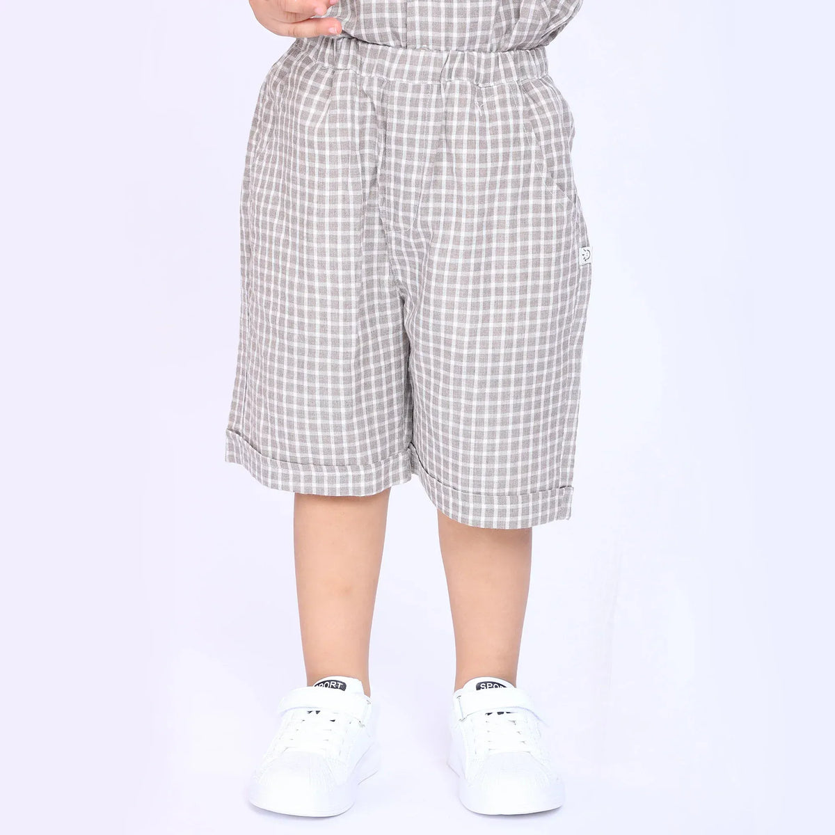 Khaki Checked Shorts for Baby Boy Image