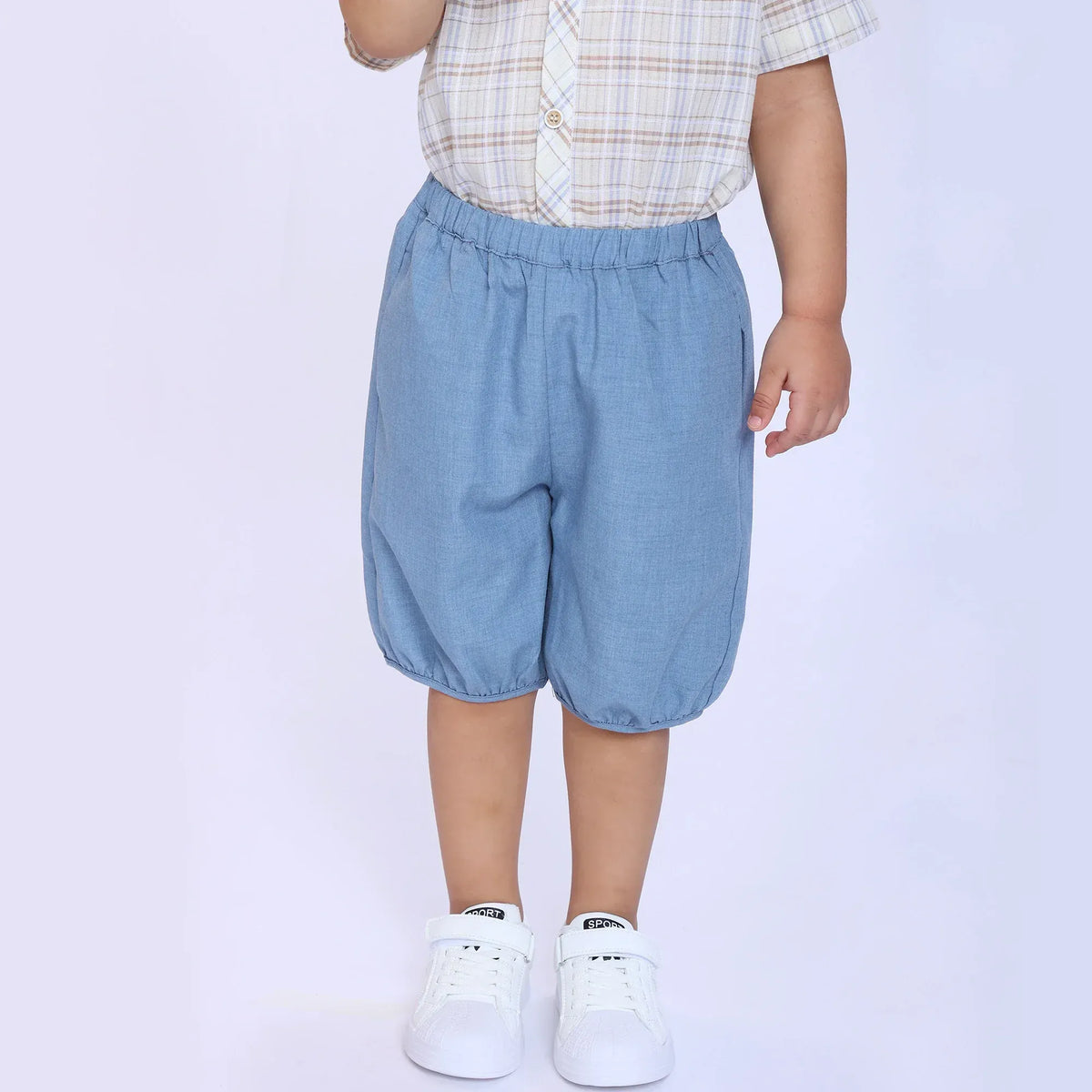 Blue Plain Shorts for Baby Boy Image
