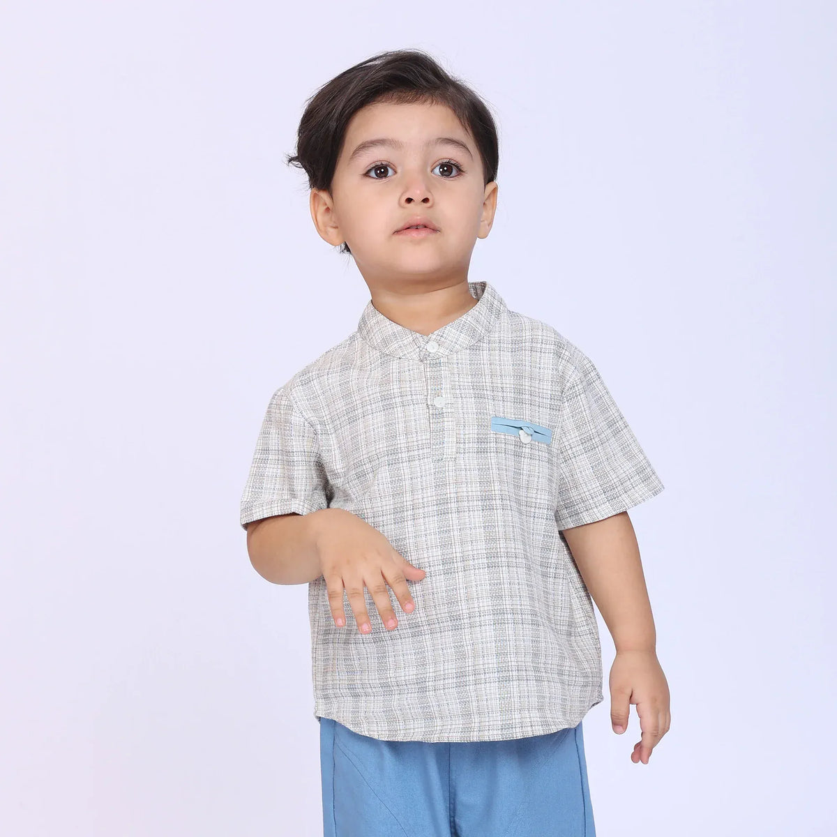 Beige Checked Blouse for Baby Boy Image