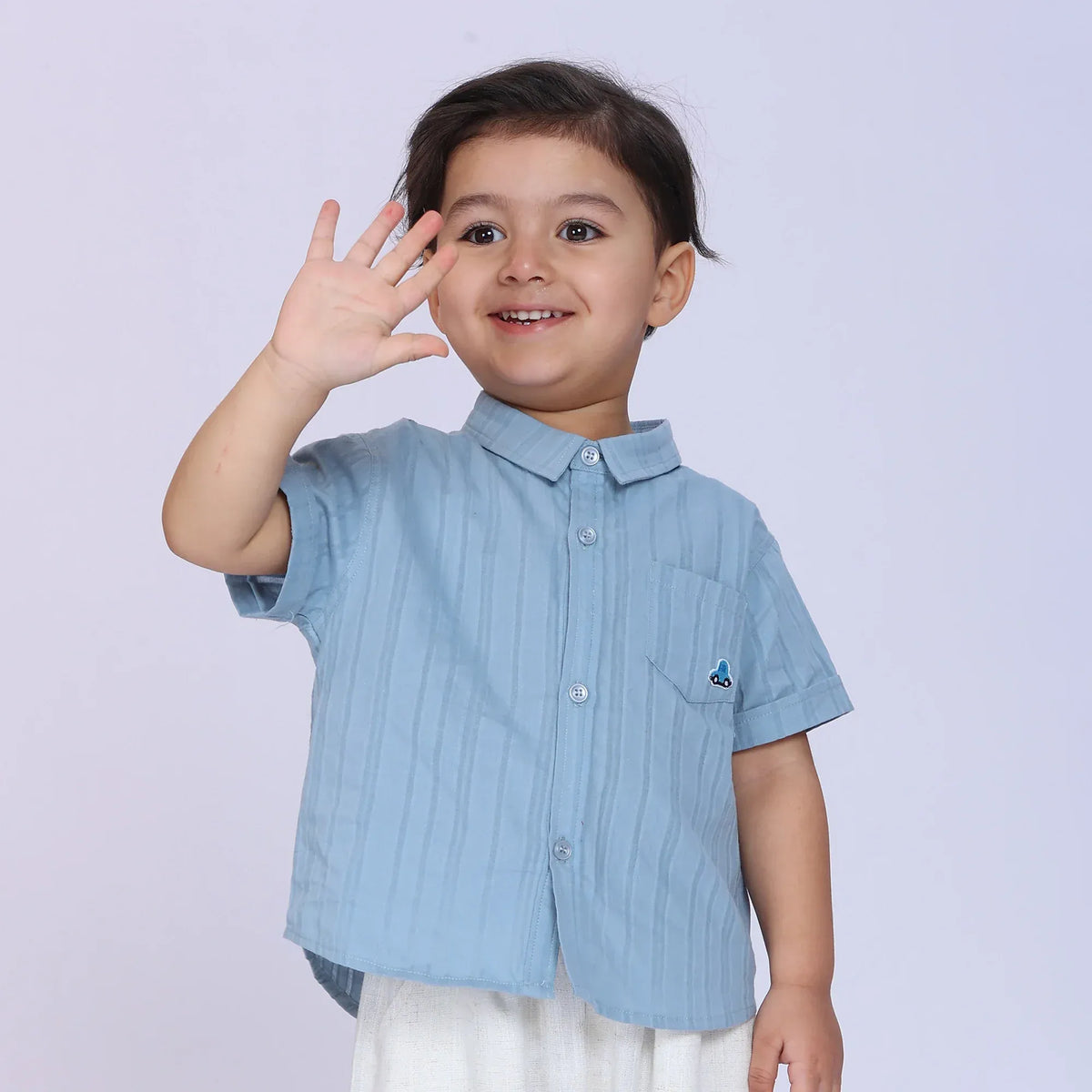 Light Blue Badge Shirt for Baby Boy Image