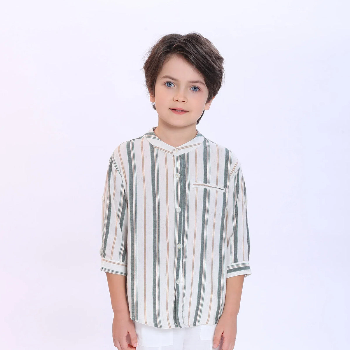 Green Striped Blouse for Boys Image