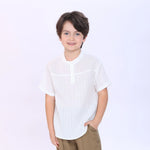 Off White Jacquard Blouse for Boys Image