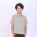 Grey Green Checked Shirt for Boys Image