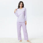 S Purple S,T.Shirt:62-Pants:92.5,97,53.5,60,61,99 Plain Pajama Set-2Pc for Women Image