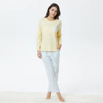 S Yellow S,T.Shirt:62-Pants:92.5,97,53.5,60,61,99 Plain Pajama Set-2Pc for Women Image