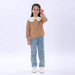 Camel Casual Jacquard Sweater for Girls Image