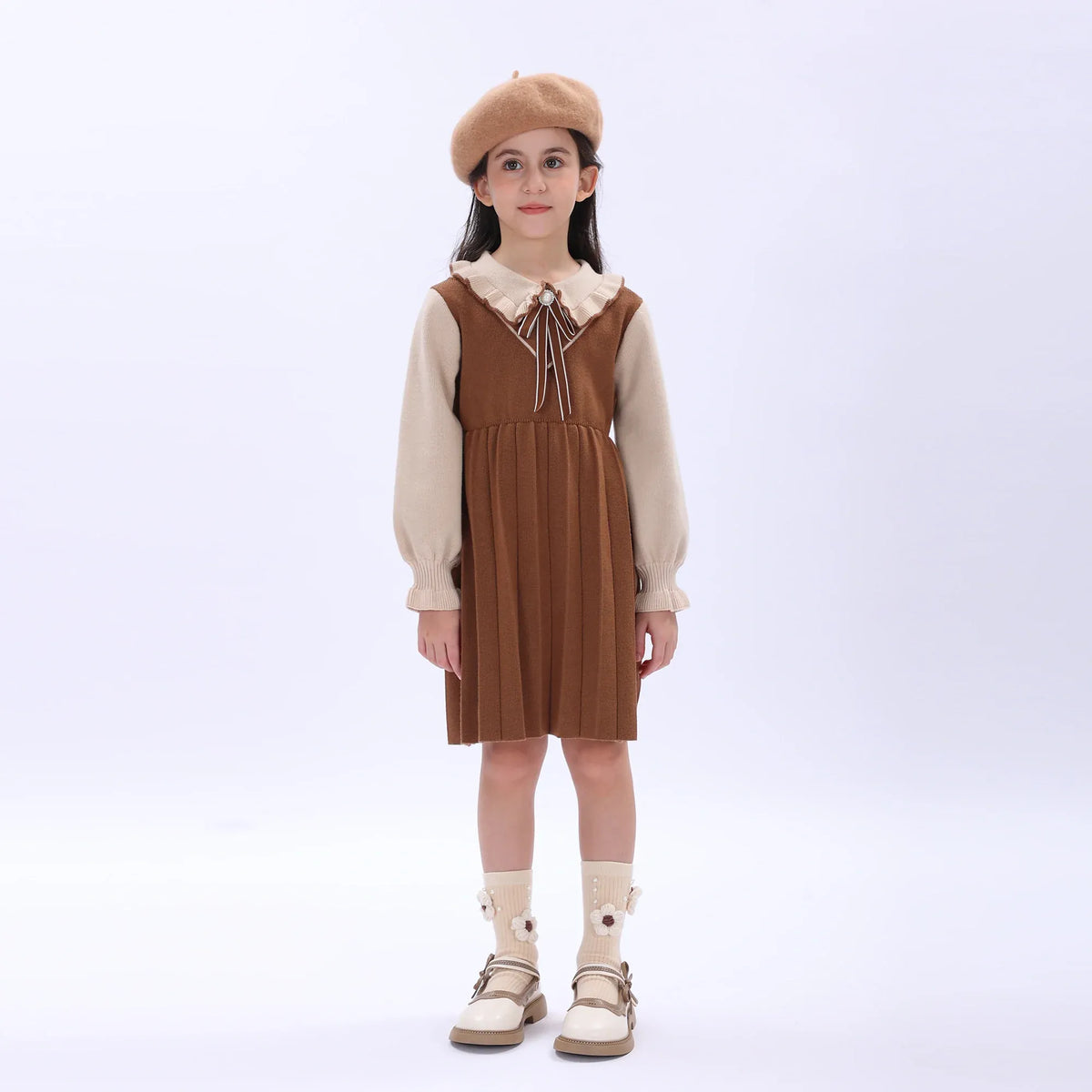 Casual Color-Blocked Dress for Girls Image