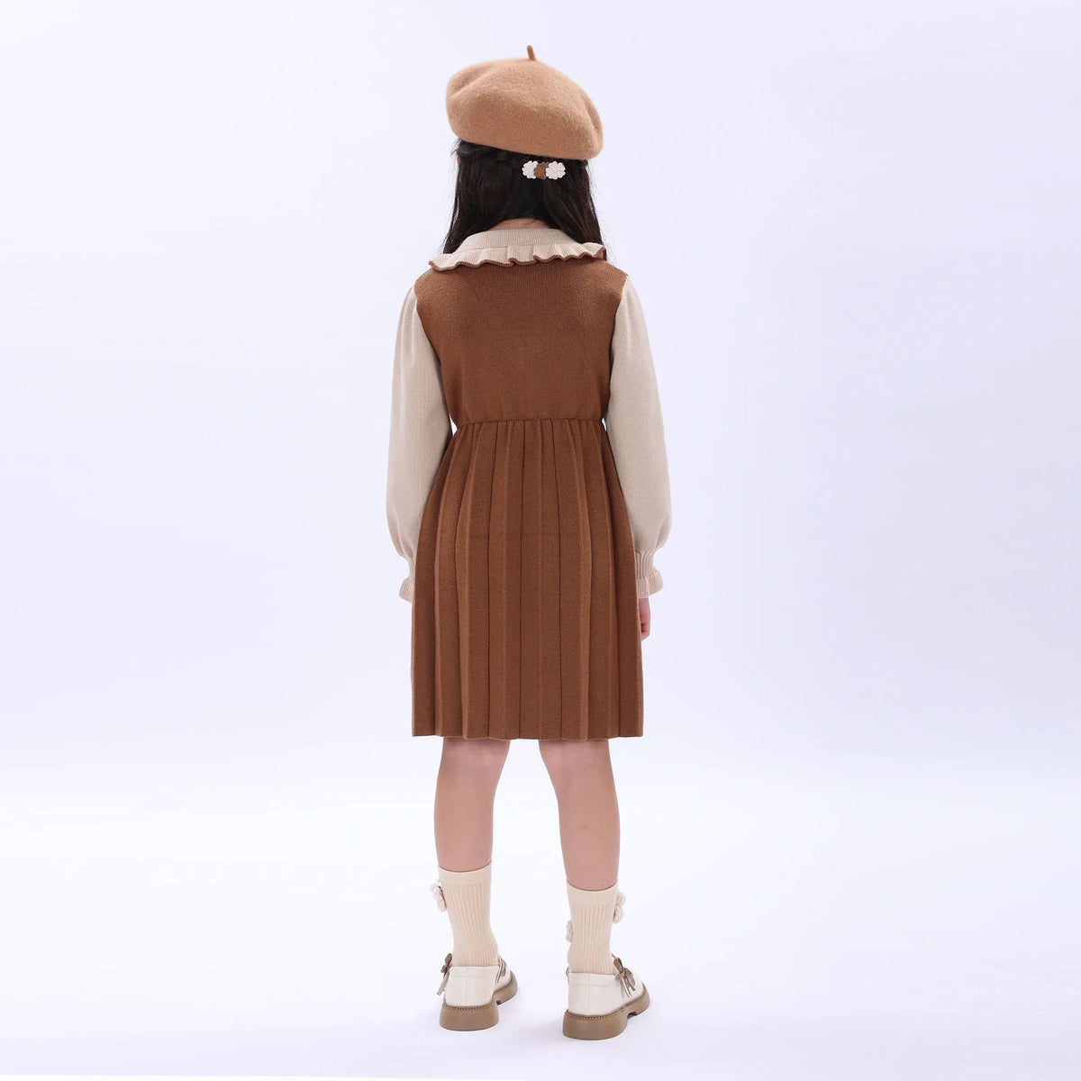 Casual Color-Blocked Dress for Girls Image