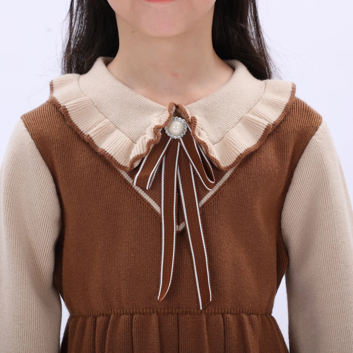 Casual Color-Blocked Dress for Girls Image