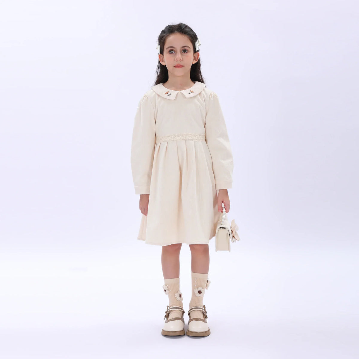 Beige Casual Floral Dress for Girls Image