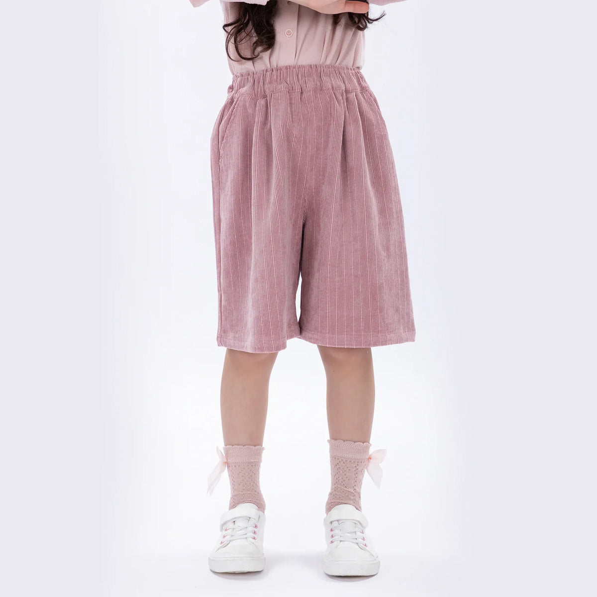 Pink Casual Plain Shorts for Girls Image