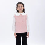 Pink Casual Jacquard Waistcoat for Girls Image
