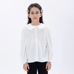 White Casual Embroidery Shirt for Girls Image