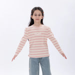 Light Pink Casual Striped T.Shirt for Girls Image