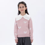 Pink Casual Embroidery Sweater for Girls Image