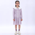 Light Purple Casual Checked Jacket for Girls Image
