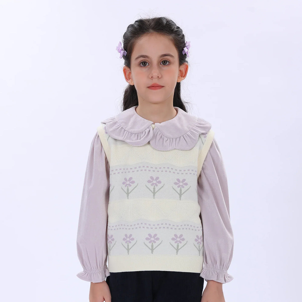 Casual Floral Waistcoat for Girls Image